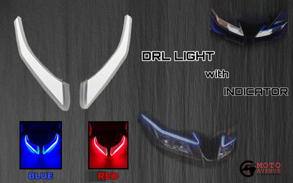 YAMAHA R15 V3 HEADLIGHT DRL WITH INDICATOR (BLUE & RED)