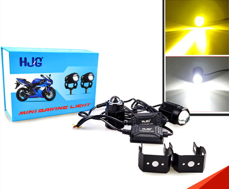 HJG Mini Driving Fog Lights Dual Colour For All Motorcycle/Scooters