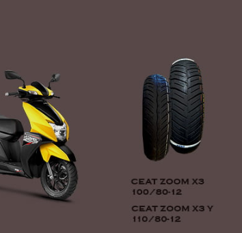 Ceat Zoom X3 110/80-12 Rear and Ceat Zoom X3 100/80-12 Front Tyre For NTORQ
