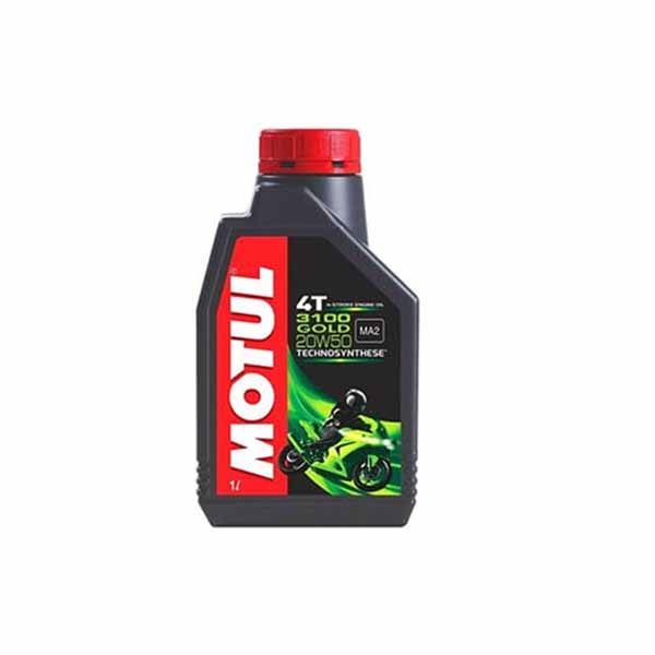 Motul 3100 4T Gold 20W50 API SM Technosynthese High Performance Engine Oil for Bikes (1L)