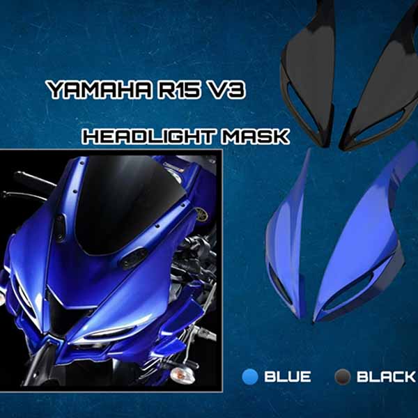 HEADLIGHT MASK FOR YAMAHA R15 V3 (BLACK & BLUE)
