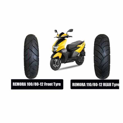 TVS EUROGRIP REMORA 100/80-12 FRONT TUBE LESS TYRE AND REAR 110/80-12  TUBE LESS TYRE FOR  FOR TVS NTORQ