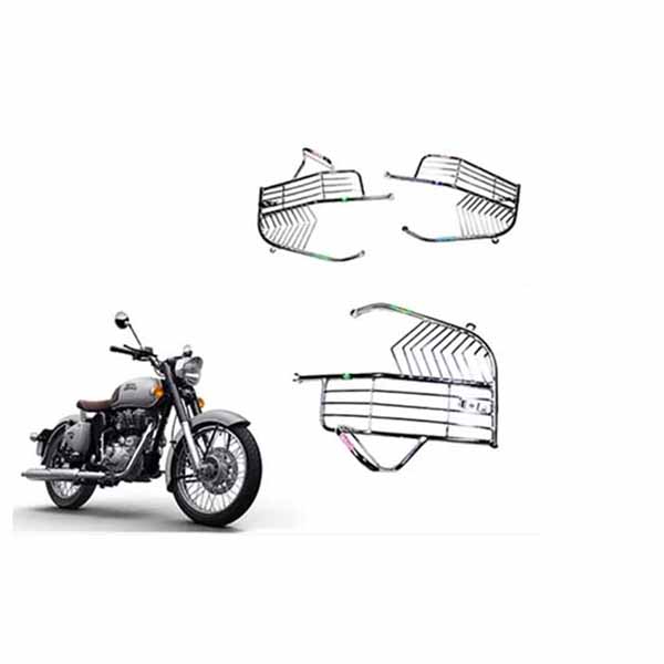 Omesh Silver Chrome Plated Saree guard for Royal Enfield Bullet 350 Old (set of 2)
