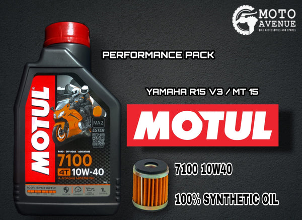 MOTUL 7100 10W40 100% SYNTHETIC OIL & OIL FILTER FOR YAMAHA R15 V3 / MT 15