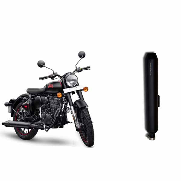 PoweRage Exhaust for Royal Enfield 350/500 Classic/Standard/Electra/Thunderbird Short Matt Black Finish (Compatible for BS3, BS4, BS6)
