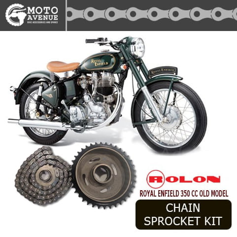 ROLON CHAIN SPROCKET KIT FOR OLD MODEL BULLET 350CC WITH NEW 'O'RING CHAIN