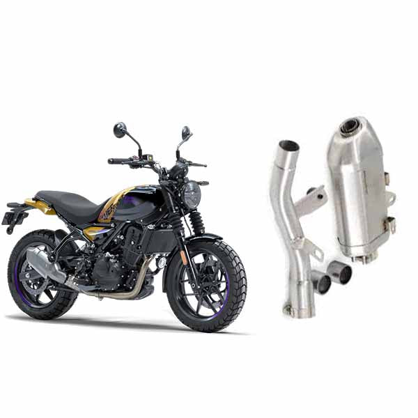 Royal Enfield Guerrilla 450 Exhaust,with De-Cat Pipe by PoweRage (Brushed Steel Finish)