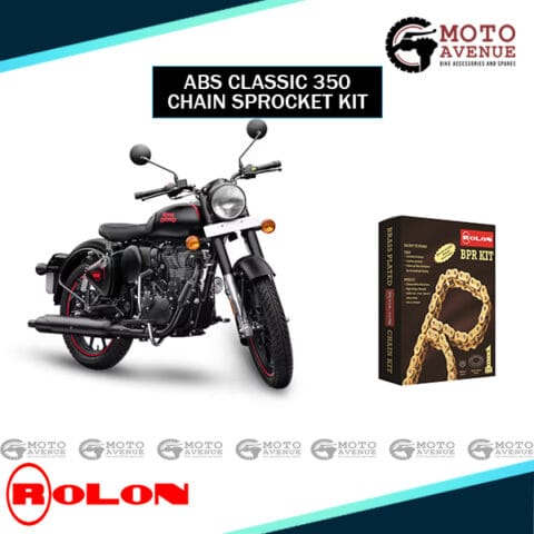 Rolon Brass Plated Chain and Sprocket Kit for Royal Enfield Abs Classic 350/ Thunderbird 350/ Signals/ Gunmetal Gray/ Thunderbird X (DOUBLE DISK MODELS)