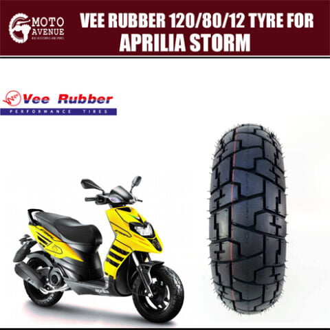 Vee Rubber 120/80/12 (VRM133) Tube Less Tyre for Aprilia Storm