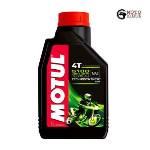 Motul 104080 5100 4T Hybrid 15W-50 API SM Technosynthese Petrol Engine Oil for Bikes (1 L)