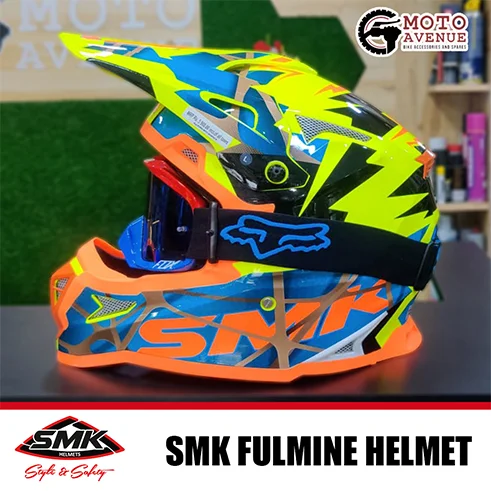 SMK Allterra Fulmine Motorcycle Off Road Helmet GL 457-Large