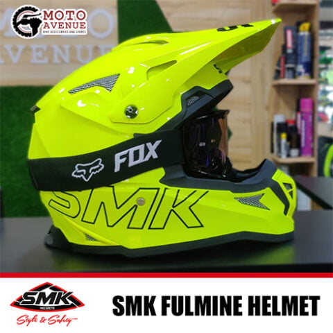 SMK Allterra Fulmine Motorcycle Off Road Helmet Hi Vision HV 420-Large