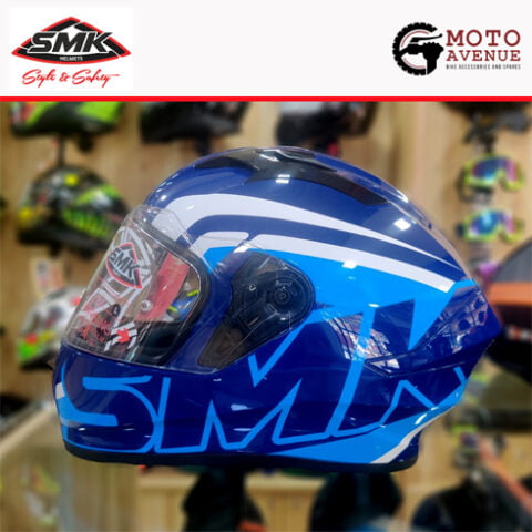 SMK Stellar Stage Glossy Blue White Helmet-Large