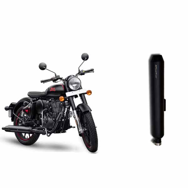 PoweRage Exhaust for Royal Enfield 350/500 Classic/Standard/Electra/Thunderbird Short Matt Black Finish (Compatible for BS3, BS4, BS6)