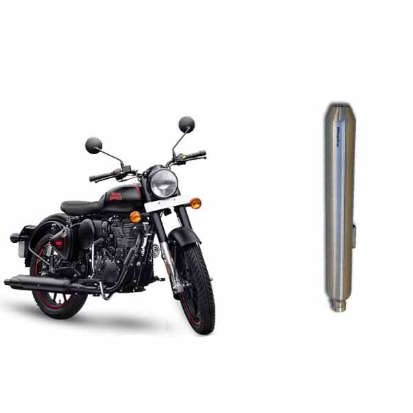PoweRage Exhaust for Royal Enfield 350/500 Classic/Standard/Electra/Thunderbird Short Polish Finish (Compatible for BS3, BS4, BS6)