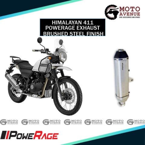 PoweRage Exhaust for Royal Enfield Himalayan Brushed Steel Finish Compatible for BS3, BS4 and BS6