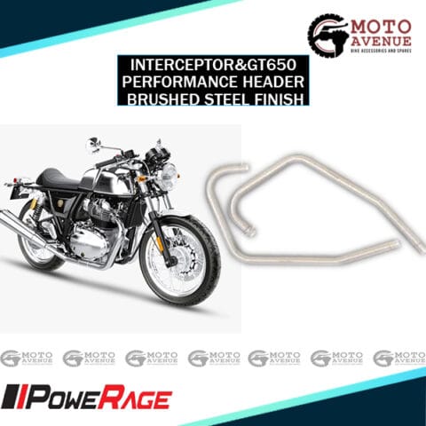 Powerage free-flow Headers (Bend Pipe) for Royal Enfield Interceptor 650 and Continental GT 650 Brushed Steel Finish