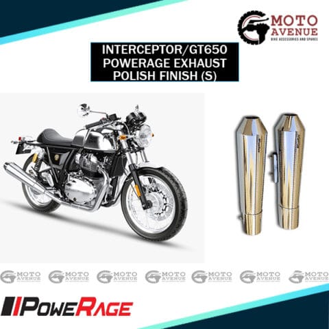 PoweRage Exhaust for Royal Enfield Interceptor 650 / Continental GT 650 Short Polish Finish