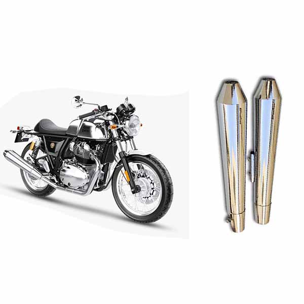 PoweRage Exhaust for Royal Enfield Interceptor 650 / Continental GT 650 Long Brushed Steel Finish