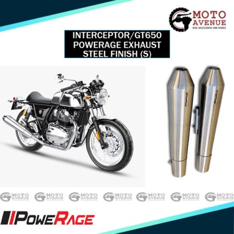 PoweRage Exhaust Royal Enfield Interceptor 650 / Continental GT 650 Short Brushed Steel Finish
