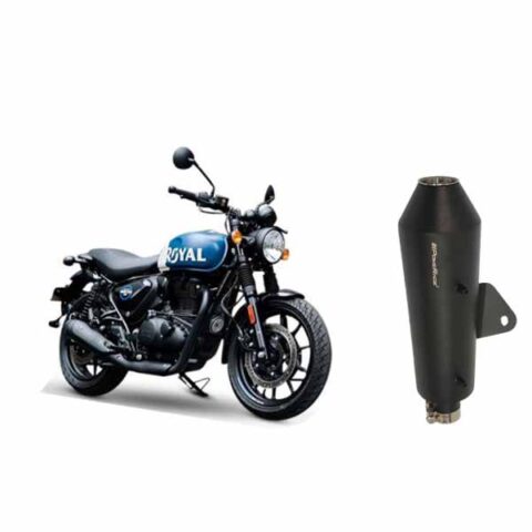 Powerage Exhaust For Royal Enfield Hunter 350,Black Finish