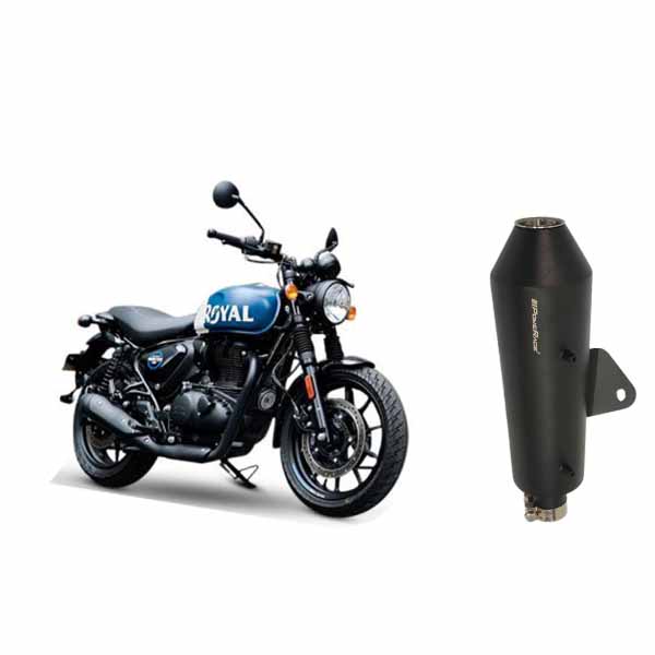 Powerage Exhaust For Royal Enfield Hunter 350,Black Finish