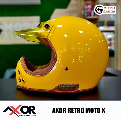 AXOR RETRO MOTO-X YELLOW HELMET -XL SIZE