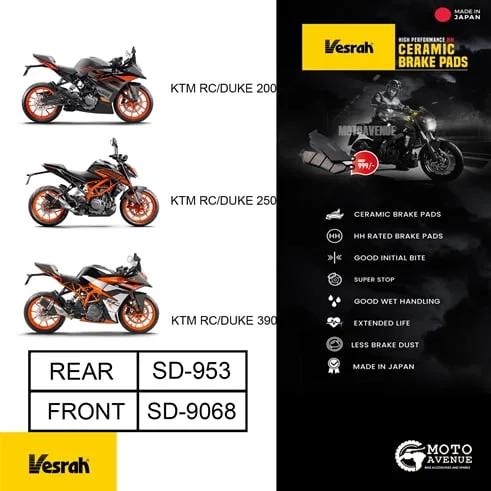 VESRAH Ceramic Brake PAD for KTM DUKE/RC 200,250,390 Models