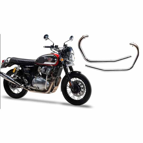 Silver Stallion Bend Pipe for Royal Enfield Interceptor/GT 650 , Silver , Black Matte