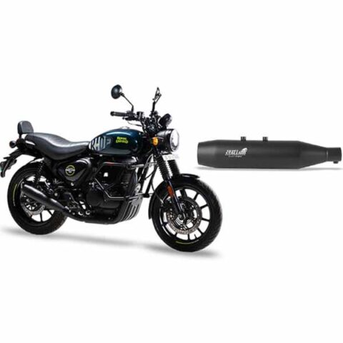 Image of Silver Stallion exhaust for Royal Enfield Hunter 350,Matt Black & Dual Tone