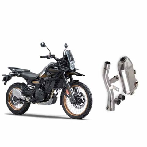 PoweRage Exhaust For Royal Enfield Himalayan 450,with De-Cat Pipe (Brushed Steel Finish)
