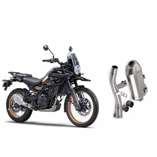 PoweRage Exhaust For Royal Enfield Himalayan 450,with De-Cat Pipe (Brushed Steel Finish)
