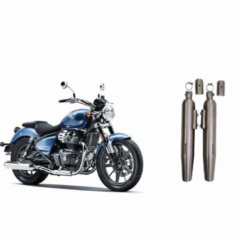 PoweRage Exhaust for Royal Enfield Super Meteor/Shotgun650 Polish Brushed Steel Finish