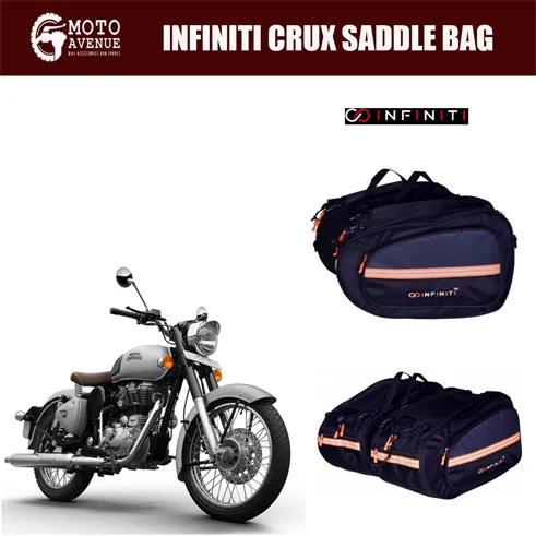 INFINITI CRUX Saddle Bag Double-side Black,Orange Fabric Motorbike Saddlebag  (50 L)