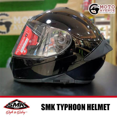SMK Helmets Typhoon Glossy Black Dual Visor Full Face Helmet-Large Size