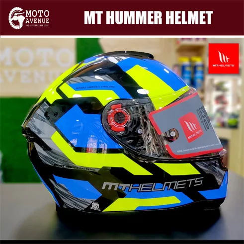 MT Hummer Scratch Glossy Blue Helmet-medium size