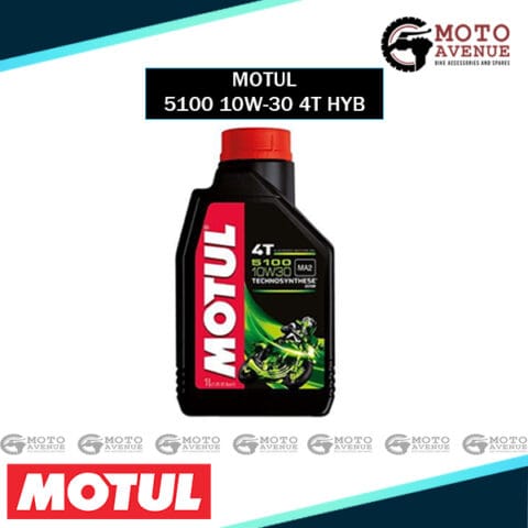 Motul 104062 5100 4T Hybrid 10W-30 API SM Technosynthese Petrol Engine Oil for Bikes (1L)