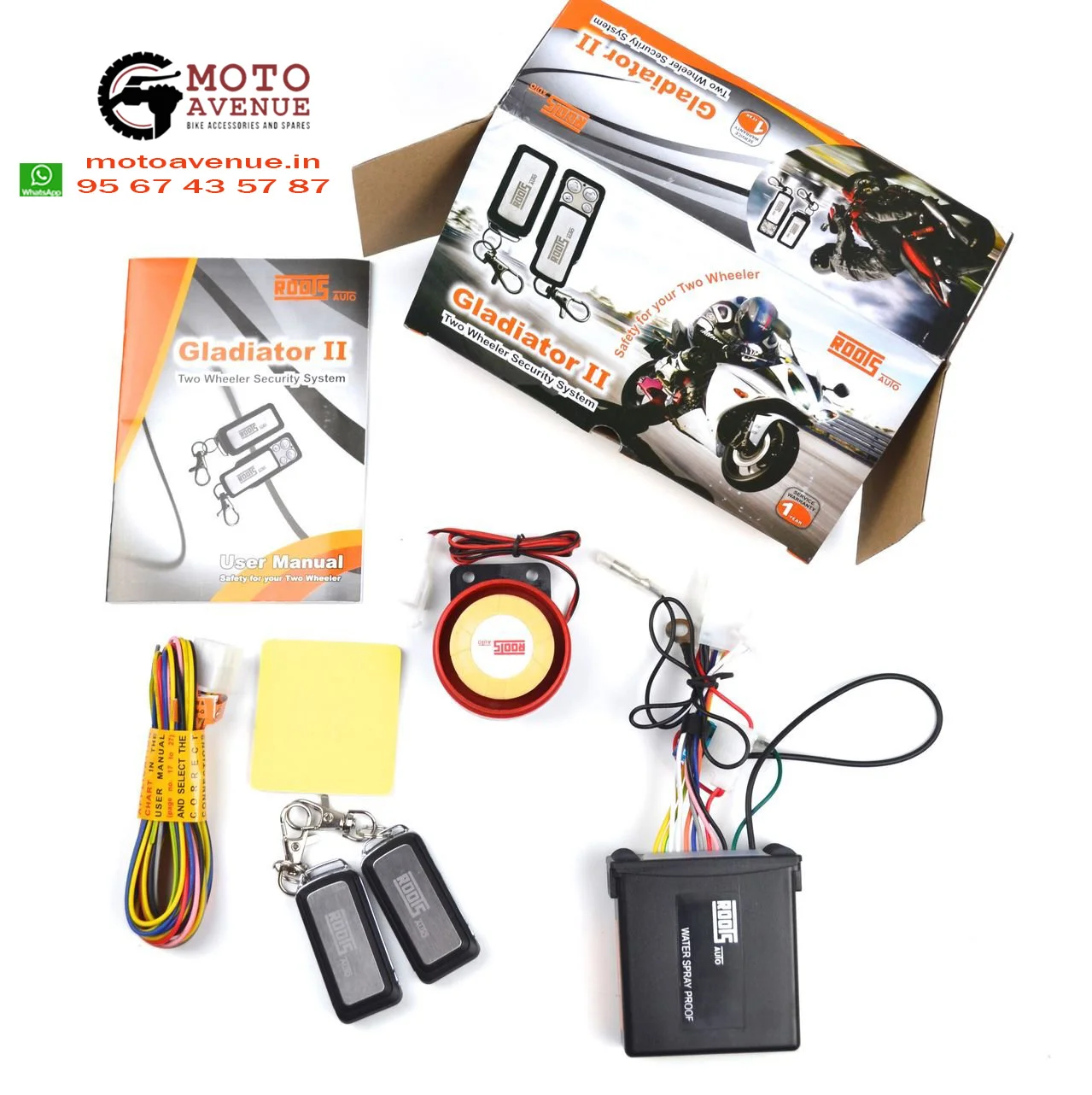 Roots Gladiator III RTWSG3 Two Wheeler Security System (Centre Lock)