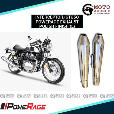PoweRage Exhaust for Royal Enfield Interceptor 650 / Continental GT 650 Long Polish Finish