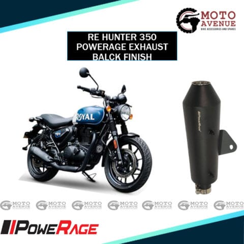 Powerage Exhaust For Royal Enfield Hunter 350,Black Finish