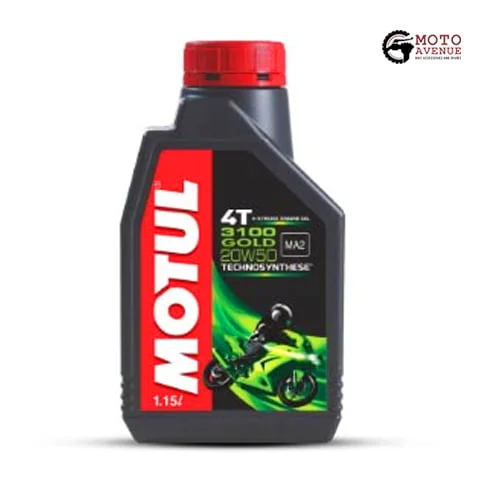 Motul 3100 4T Gold 20W50 API SM Technosynthese High Performance Engine Oil for Bikes (1.15L)