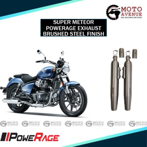 PoweRage Exhaust for Royal Enfield Super Meteor/Shotgun650 Polish Brushed Steel Finish