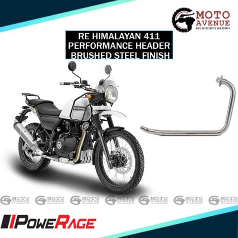 Powerage free-flow Headers (Bend Pipe) FOR HIMALAYAN 411,Brushed steel finish