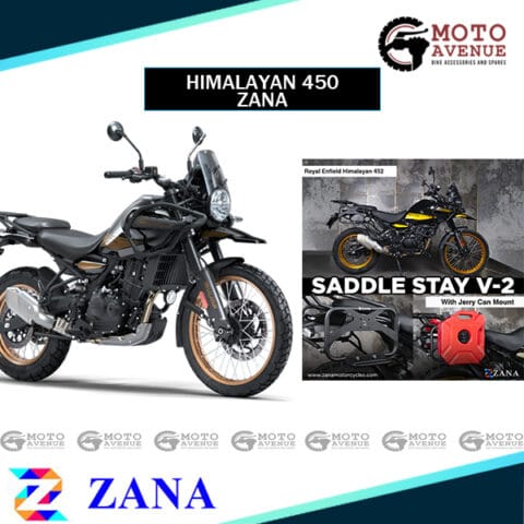 ROYAL ENFIELD HIMALAYAN 450 SADDLE STAYS WITH JERRY CAN MATT BLACK BY ZANA