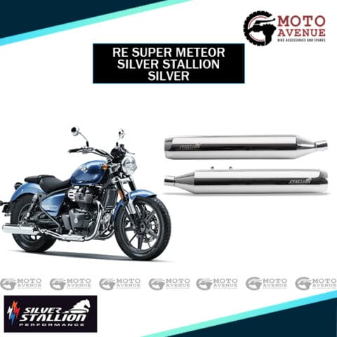 Silver Stallion exhaust for Royal Enfield SUPER METEOR,Longshot