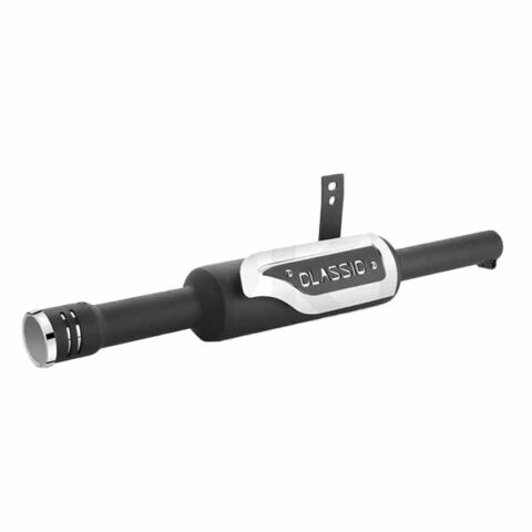 Image RK Indori Black Exhaust with shield for RoyalEnfield